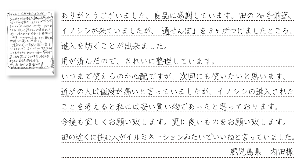 猪通せんぼをご利用のお客様の声